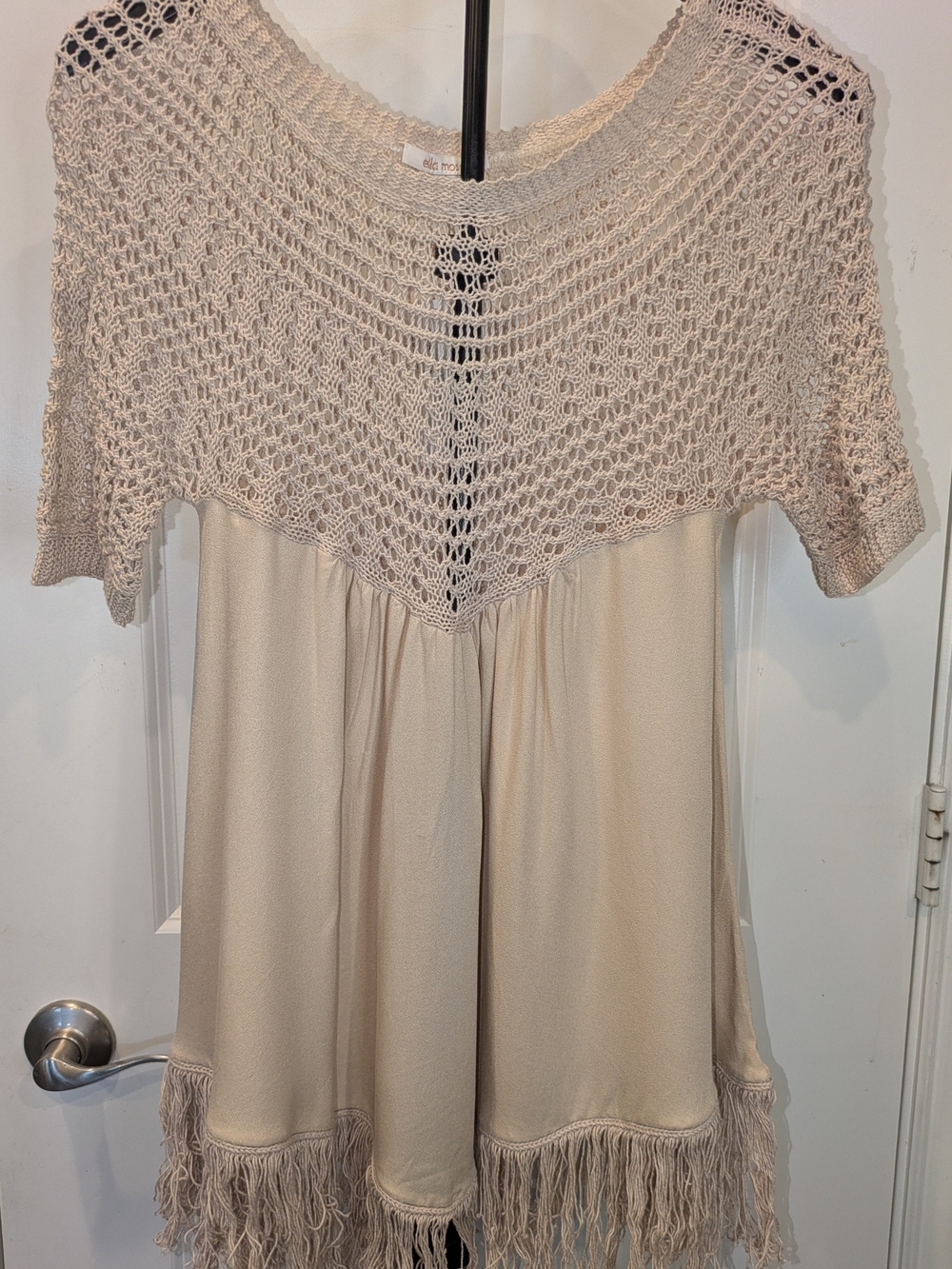 NWT Ella Moss EE5976 Crochet Fringe Boho Tunic Top Shell M